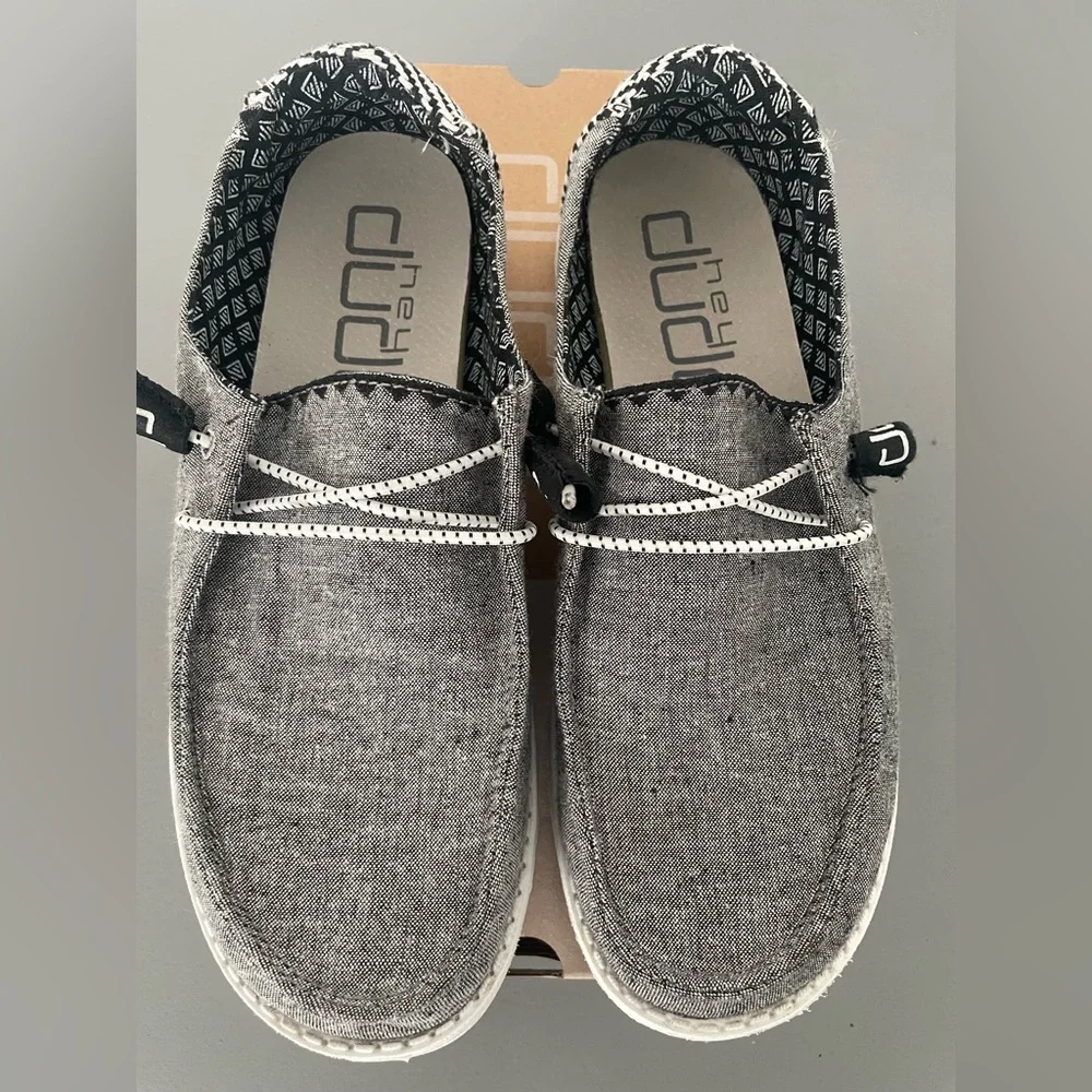 Hey Dude Wendy Chambray Onyx Shoes - Picture 1 of 8
